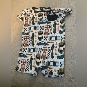 Little Sleepies Multicolor Car Print Romper